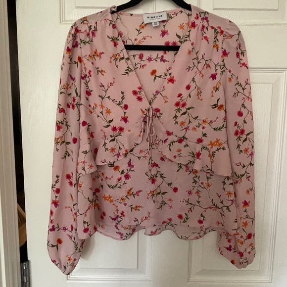 The Bay Highline Collective Long Sleeve Floral Pink Blouse - Picture 1 of 4